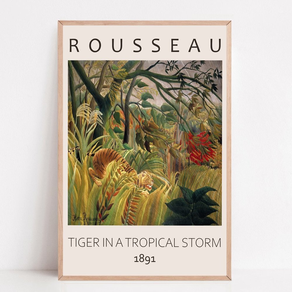 13x19 Vintage painting art print museum Henri Rousseau Tiger in the storm jungle